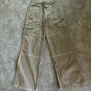 cargo pants brown with a lighter brownish white lining out the sewing.